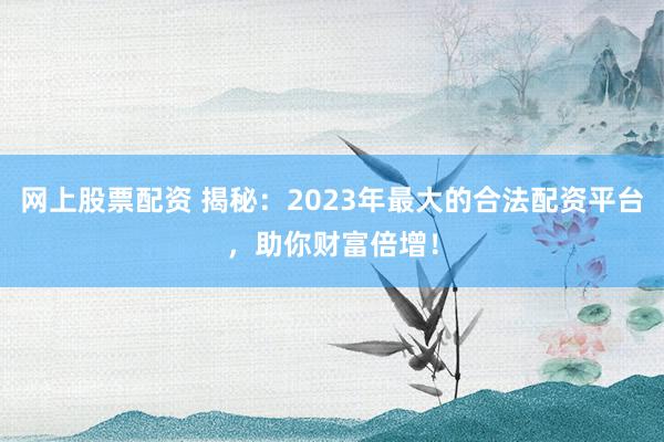 网上股票配资 揭秘：2023年最大的合法配资平台，助你财富倍增！