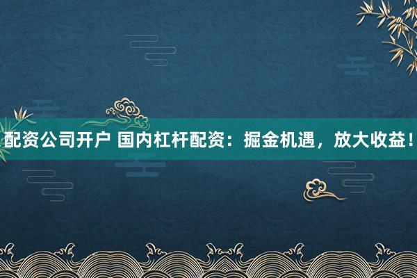 配资公司开户 国内杠杆配资：掘金机遇，放大收益！