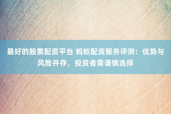 最好的股票配资平台 蚂蚁配资服务评测：优势与风险并存，投资者需谨慎选择