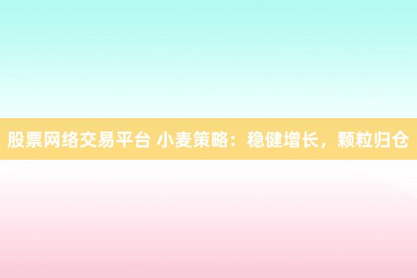 股票网络交易平台 小麦策略：稳健增长，颗粒归仓