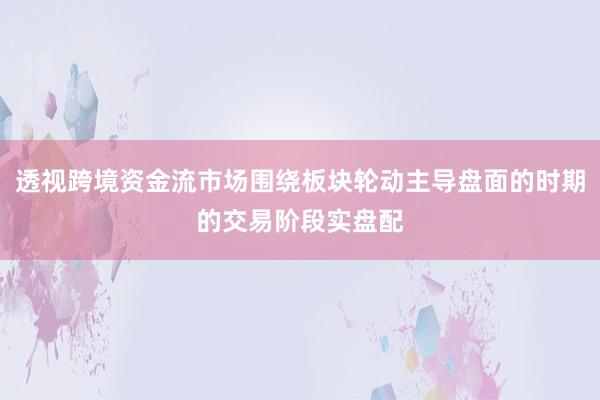 透视跨境资金流市场围绕板块轮动主导盘面的时期的交易阶段实盘配