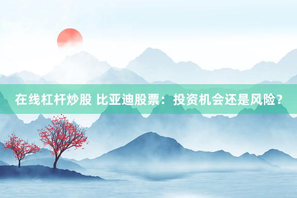 在线杠杆炒股 比亚迪股票:投资机会还是风险?