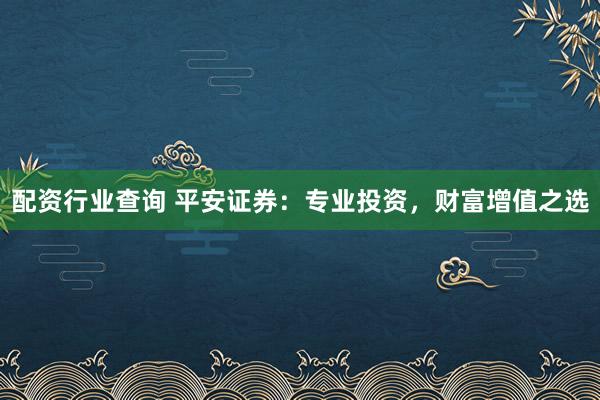 配资行业查询 平安证券：专业投资，财富增值之选