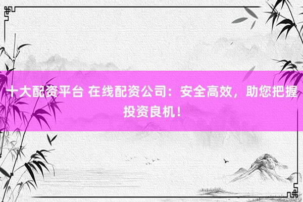 十大配资平台 在线配资公司：安全高效，助您把握投资良机！
