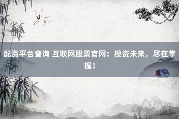 配资平台查询 互联网股票官网：投资未来，尽在掌握！